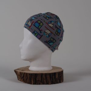 Mütze Eulen ,grau , Jersey