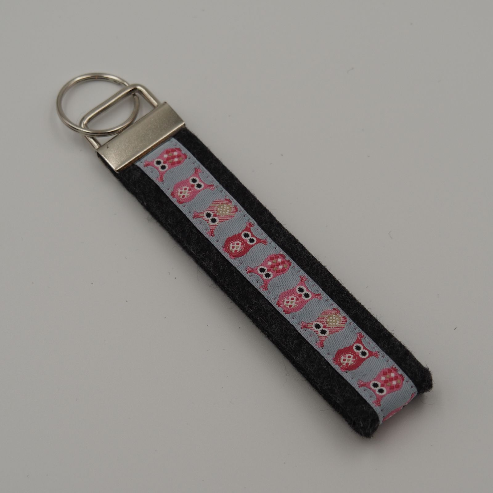 Schlüsselanhänger Eulen rosa, anthrazit