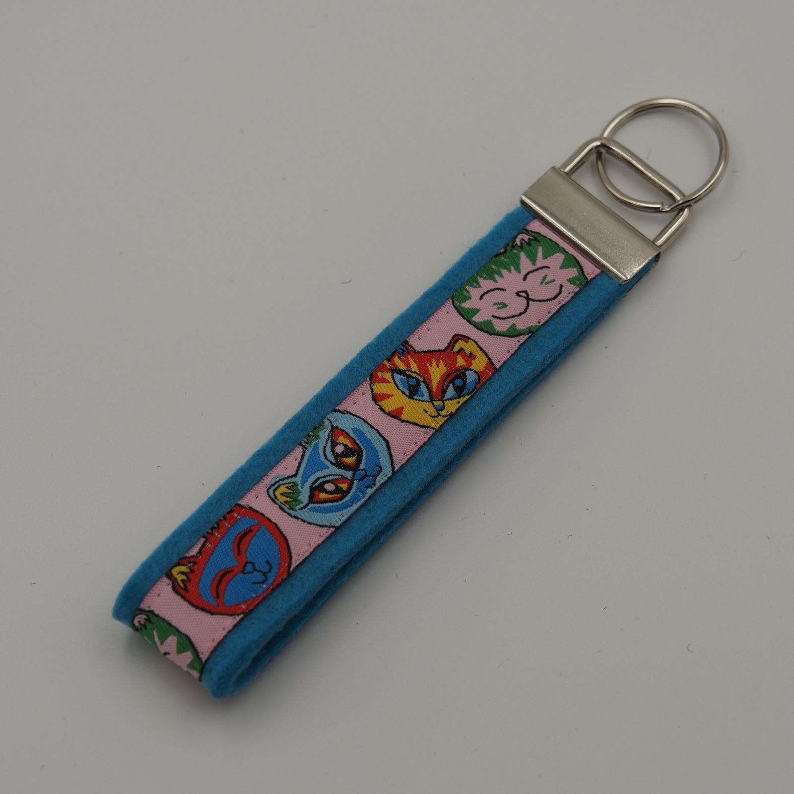 Schlüsselanhänger Katzen rosa, türkis